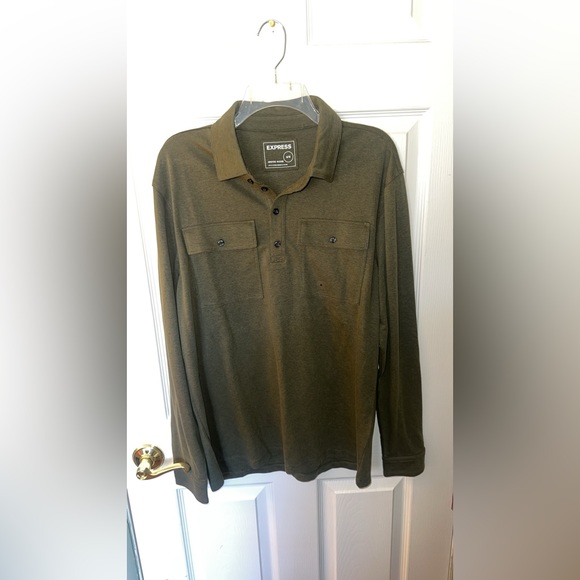 NWT Men’s Express Long Sleeve Polo Shirt - Picture 1 of 7